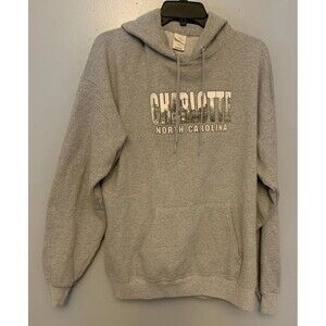 Charlotte North Carolina Hoodie | Charlotte Pullover Hoodie Gray Size Large.